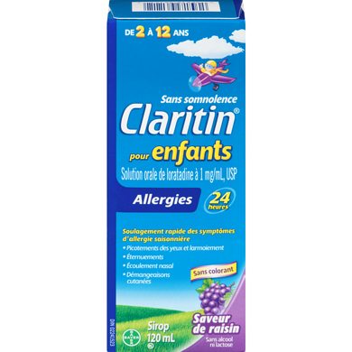 Claritin Sirop pour enfants contre les allergies – sans somnolence, soulagement durant 24 heures 120 ml, 7,91 $/100ml