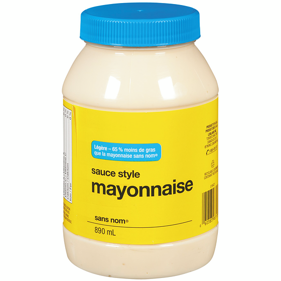 Sans Nom Sauce style mayonnaise légère 890 ml, 0,67 $/100ml