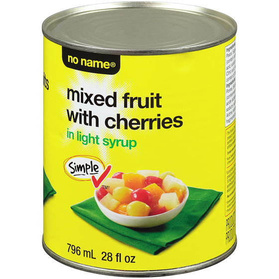 No Name Mixed Fruit with Cherries in Light Syrup 796 ml, $0.48/100ml