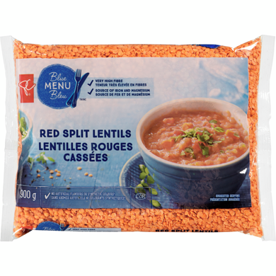 PC Menu Bleu Lentilles rouges cassées  900 g, 0,48 $/100g