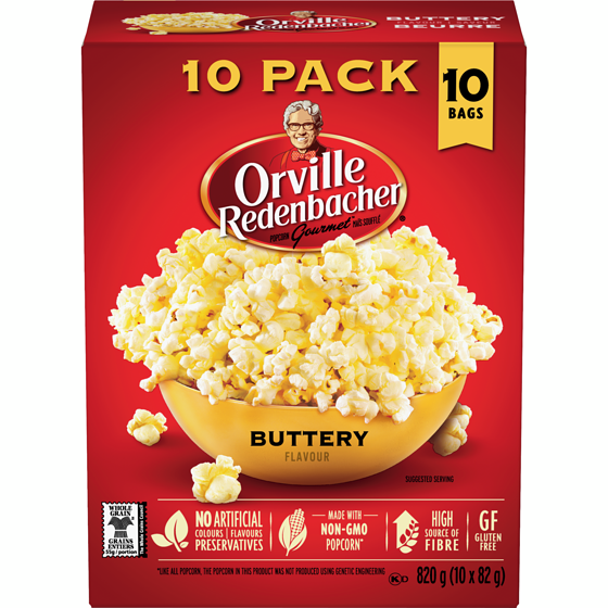 Orville Popcorn, Buttery 10x82.0 g, $1.22/100g