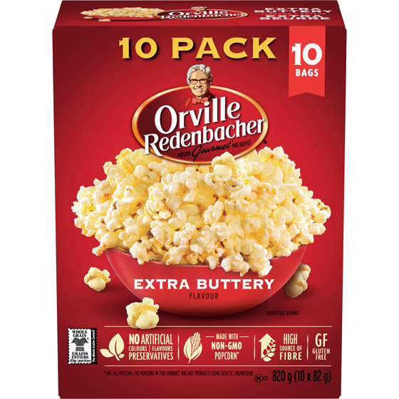 Orville Popcorn, Extra Buttery 10x82.0 g, $1.28/100g