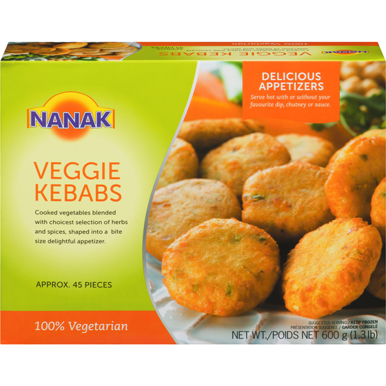 Nanak Veggie Kebab 600 g, $1.50/100g