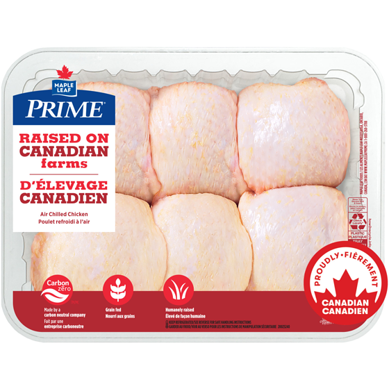 Maple Leaf Hauts de cuisse de poulet avec os, D'élevage canadien 0.954 kg, 0,94 $/100g