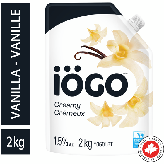 IOGO Vanilla Yogurt Pouch 1.5% 2 kg, $0.62/100g