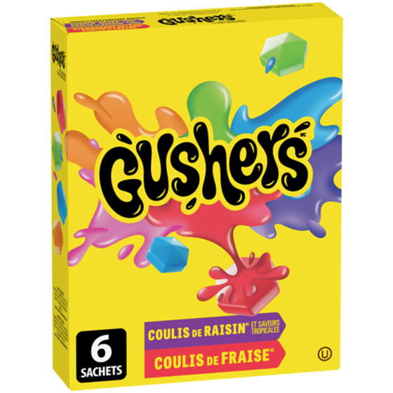 Betty Crocker Gushers Fruit aux Fruits, Saveur Variées, Sans Gluten, 6 sachets 138 g, 3,25 $/100g