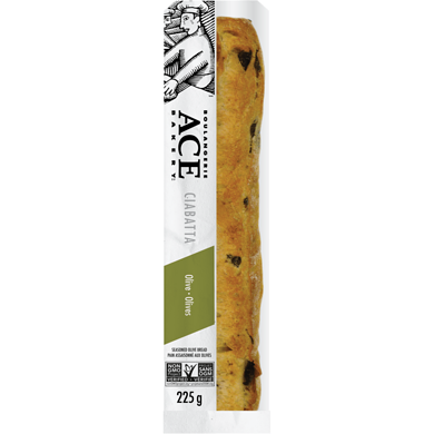 ACE Olive Ciabatta 225 g, $1.78/100g