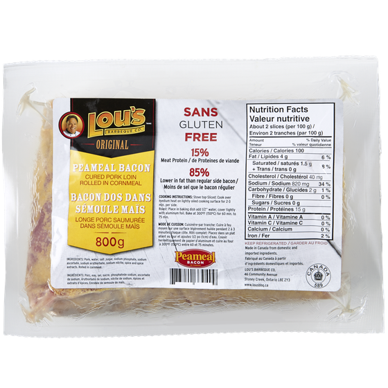 Lous Peameal Bacon Original 800 g, $1.25/100g