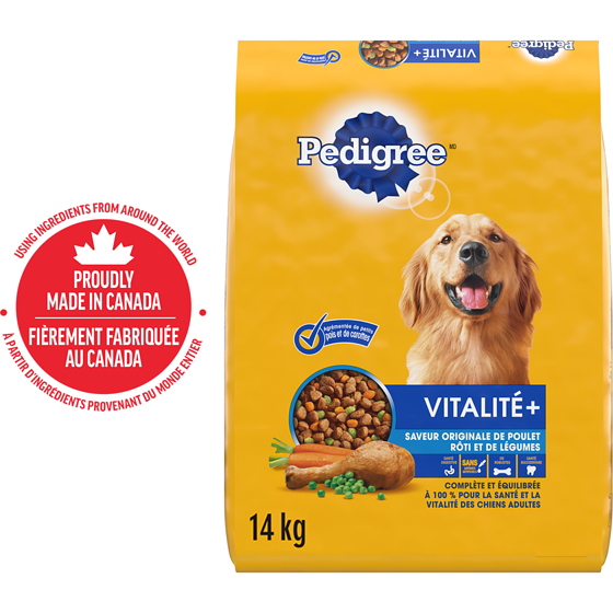 Pedigree Nourriture sèche pour chiens adultes Vitalité+ saveur de poulet rôti et de légumes 14 kg, 0,34 $/100g