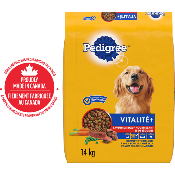 Pedigree Nourriture sèche pour chiens Vitalité+ saveur de bœuf nourrissant et de légumes 14 kg, 0,31 $/100g