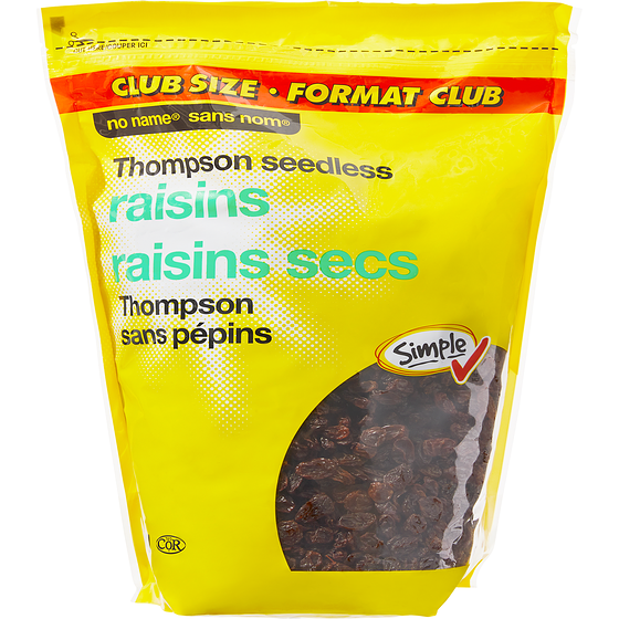 Sans Nom Raisins secs sans pépins Thompson, format club 2 kg, 0,87 $/100g