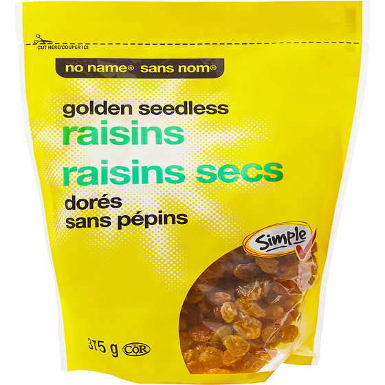 No Name Golden Seedless Raisins 375 g, $1.60/100g