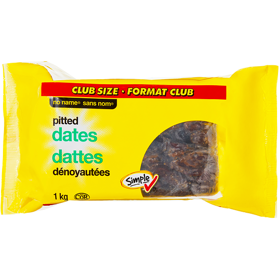 No Name Pitted Dates Club Size 1 kg, $0.90/100g
