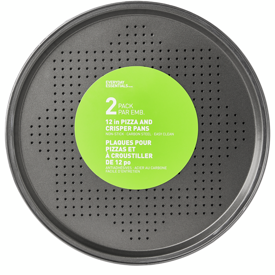 Everyday Essentials Non-Stick Carbon Steel 12-in Pizza and Crisper Pans 2-Pack  1 ea, $11.99/1ea