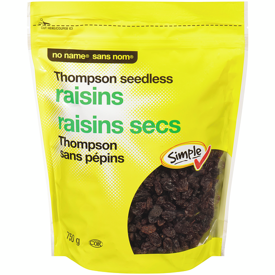 Sans Nom Raisins secs Thompson sans pépins 750 g, 1,33 $/100g