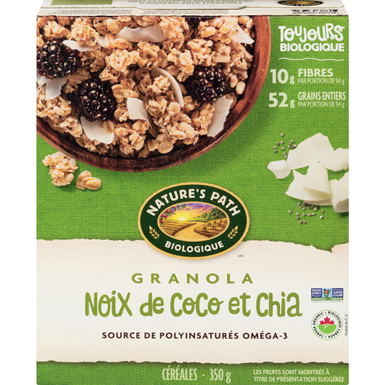 Nature’s Path Granola noix de coco et chia Chia Plus 350 g, 1,71 $/100g