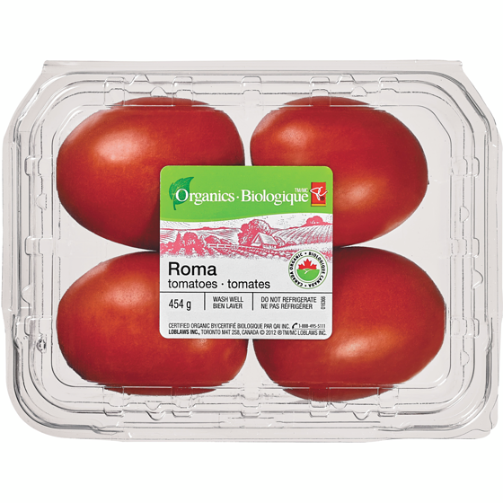 PC Biologique Tomates Roma 454 g, 1,32 $/100g