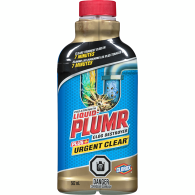 Clorox Liquid-Plumr Urgent Clear 502 ml, $2.19/100ml
