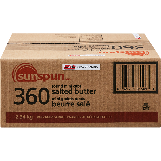 Sunspun Salted Butter Round Mini Cups 360x6.5 g, $1.97/100g