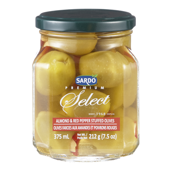 Sardo Olives, Almond & Red Pepper 375 ml, $2.40/100ml