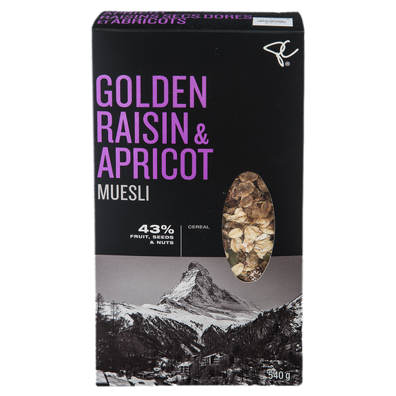 PC Black Label Golden Raisin & Apricot Muesli 540 g, $1.11/100g