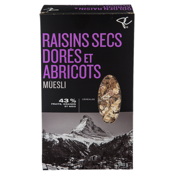 PC Collection noire Céréales Muesli Raisins Secs Dorés Et Abricots 540 g, 1,16 $/100g