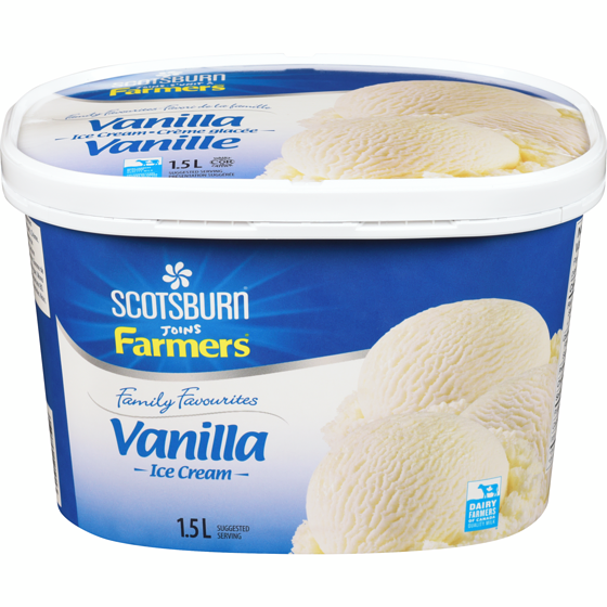 Scotsburn Family Favourites Vanilla Ice Cream 1.5 l, $0.52/100ml