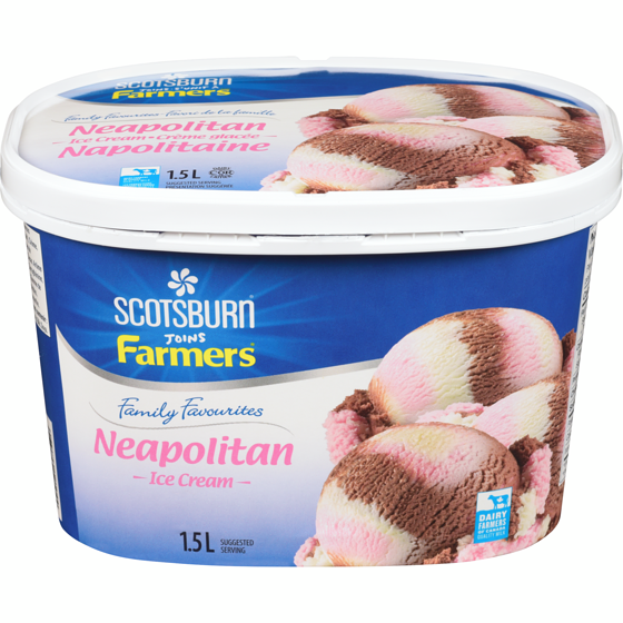 Scotsburn Family Favorites Neapolitan Ice Cream 1.5 l, $0.52/100ml