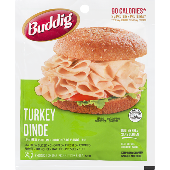 Carl Buddig Dinde tranchée 55 g, 36,18 $/1kg 3,62 $/100g