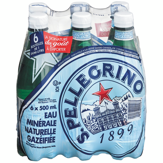 San Pellegrino Sparkling Carbonated Mineral Water 6x500.0 ml, $0.28/100ml