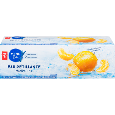 PC Menu Bleu Eau Pétillante Avec Arôme Naturel De Mandarine 12x355.0 ml, 0,16 $/100ml