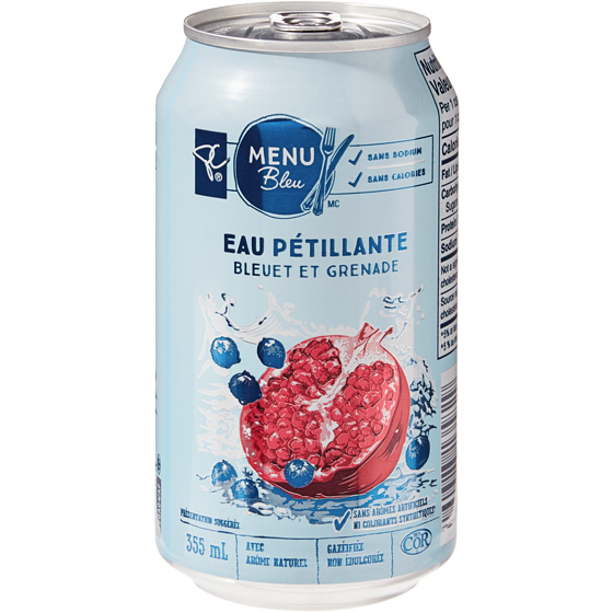 PC Menu Bleu Eau pétillante bleuet et grenade Menu bleu 12x355.0 ml, 0,16 $/100ml