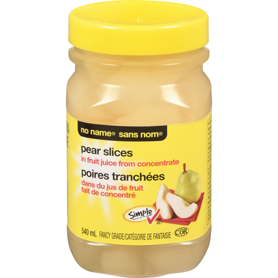 No Name Pear Slices in Fruit Juice From Concentrate 540 ml, $0.83/100ml