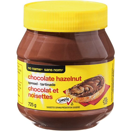 Sans Nom Tartinade chocolat et noisettes 725 g, 1,03 $/100g