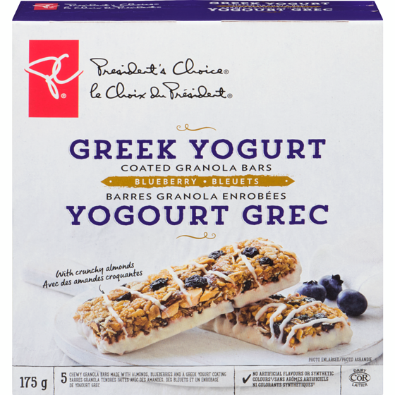 President's Choice Blueberry Greek Yogurt Coated Granola Bars 175 g, $2.45/100g