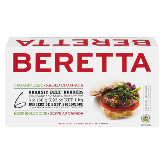 Beretta Organic Beef Burgers 1 kg, $19.99/1ea