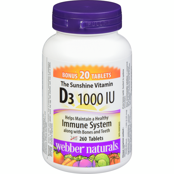 Webber Naturals Vitamin D3 1000 IU Tablets 260 ea, $0.03/1ea