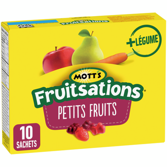 Mott’s Fruitsations Collations à Saveur de Fruits, Petits Fruits, Sans Gluten, 10 Sachets 226 g, 1,77 $/100g