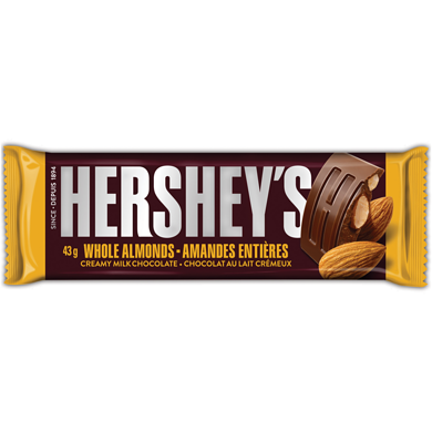 Hershey's Milk Chocolate with Almonds Bar 36x43.0 g, $2.81/100g