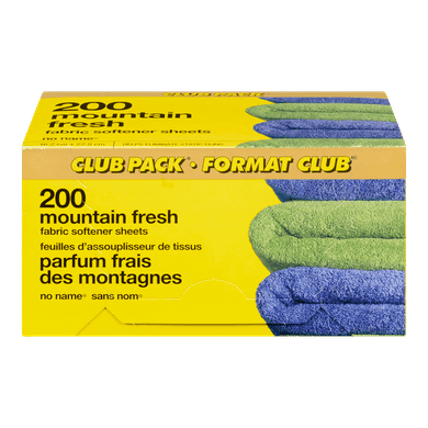 No Name Mountain Fresh Dryer Sheets Club Size 200 ea, $0.04/1ea