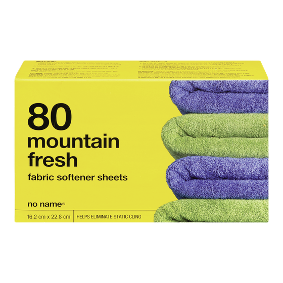 No Name Mountain Fresh Dryer Sheets 80 ea, $0.06/1ea