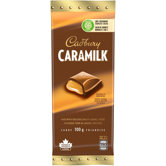 Cadbury CARAMILK Chocolatey Candy Bar, Caramel, 100% sustainably sourced cocoa 100 g, $3.99/100g