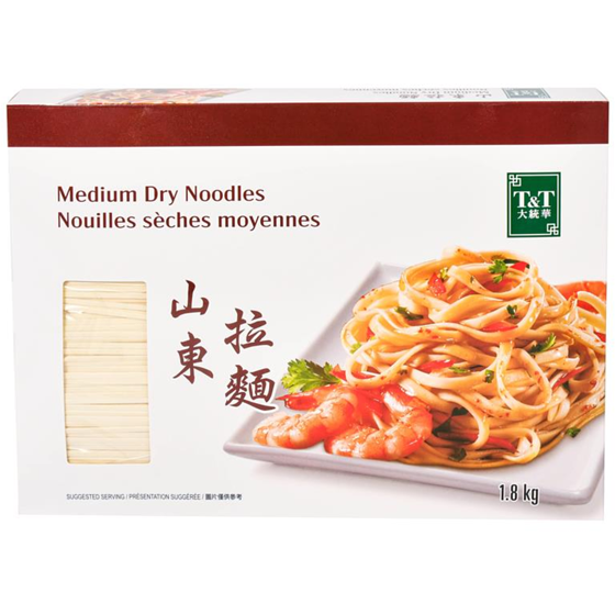 T&T Medium Dry Noodles 1.81 kg, $0.52/100g