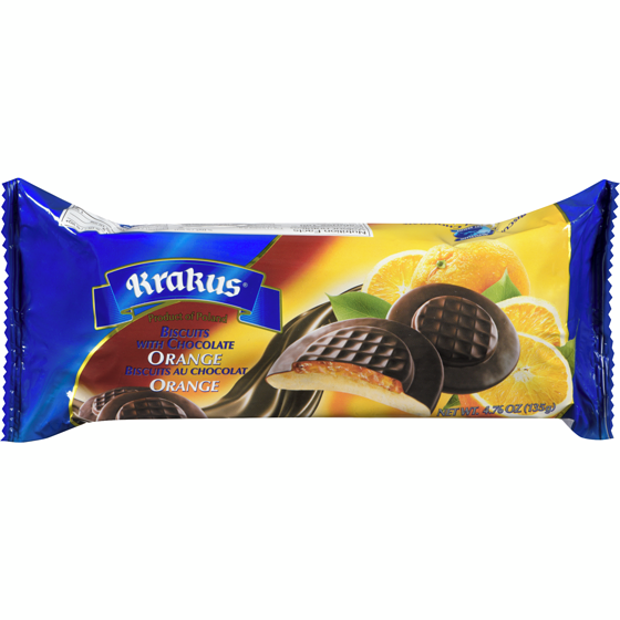 Krakus Biscuit with Chocolate, Orange 135 g, $1.99/100g