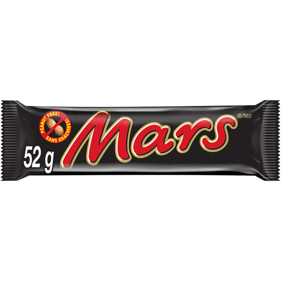 Mars barre de chocolat sans arachides, format standard 52 g, 3,83 $/100g