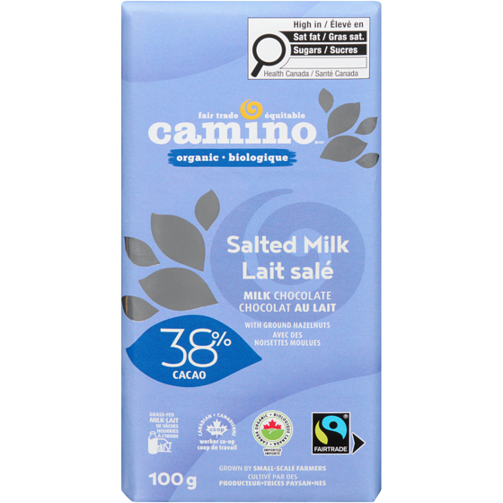 Camino CAMINO CHOCOLAT LAIT SEL MER biologique 100 g, 7,49 $/100g