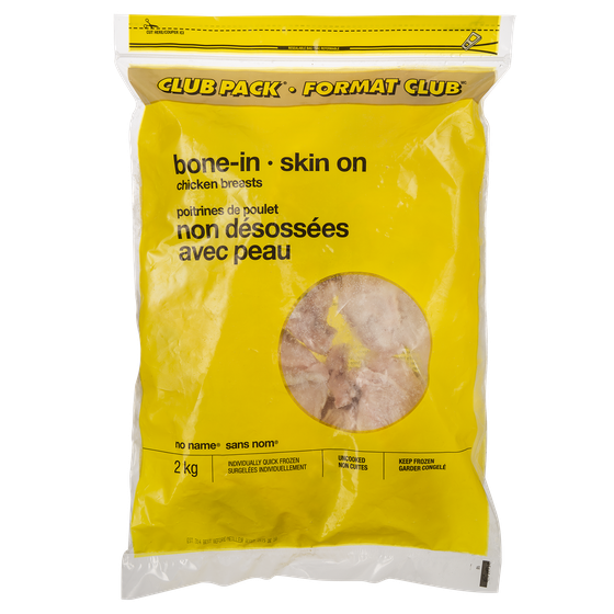 No Name Chicken Breasts Bone-In Skin-On, Club Pack 2 kg, $1.30/100g