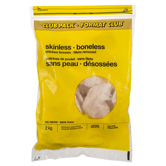 Sans Nom Poitrines de poulet désossées et sans peau 2 kg, 2,00 $/100g