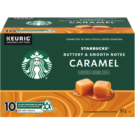 Starbucks Caramel Flavoured Ground Coffee K-Cup Pods Box 10 ea, $1.50/1ea