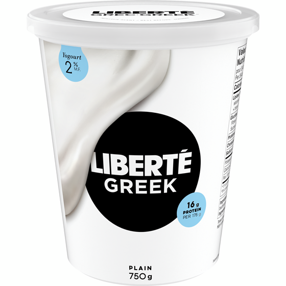 Liberte Greek 2% Yogurt, Plain, High Protein 750 g, $1.20/100g